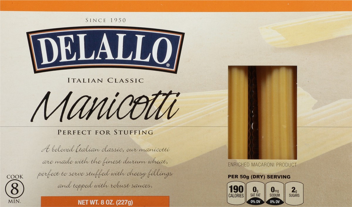 slide 8 of 14, DeLallo Italian Classic Manicotti 8 oz, 8 oz