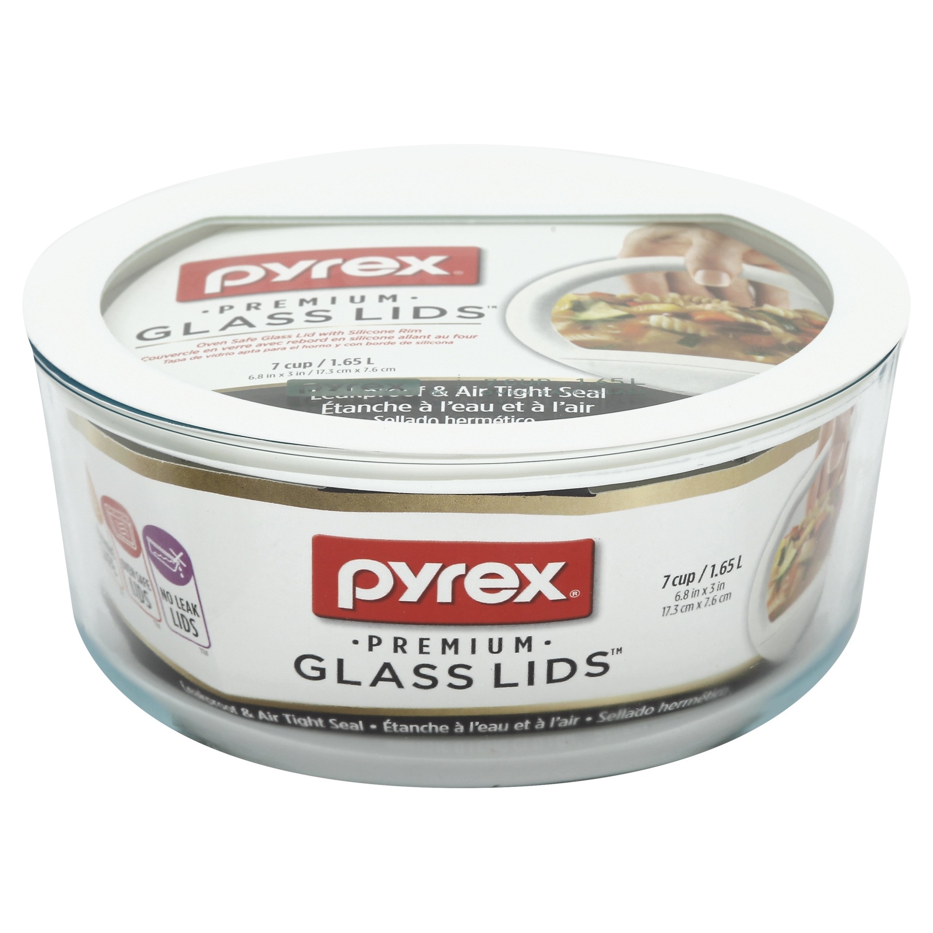 slide 1 of 1, Pyrex No Leak Round Container with White Lid, 56 oz