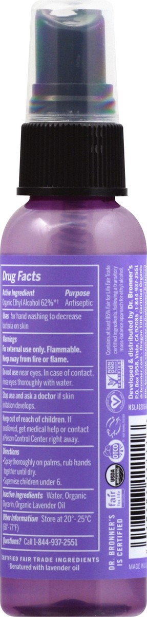 slide 4 of 9, Dr. Bronner's organic hand sanitizer, lavender, 2 fl oz