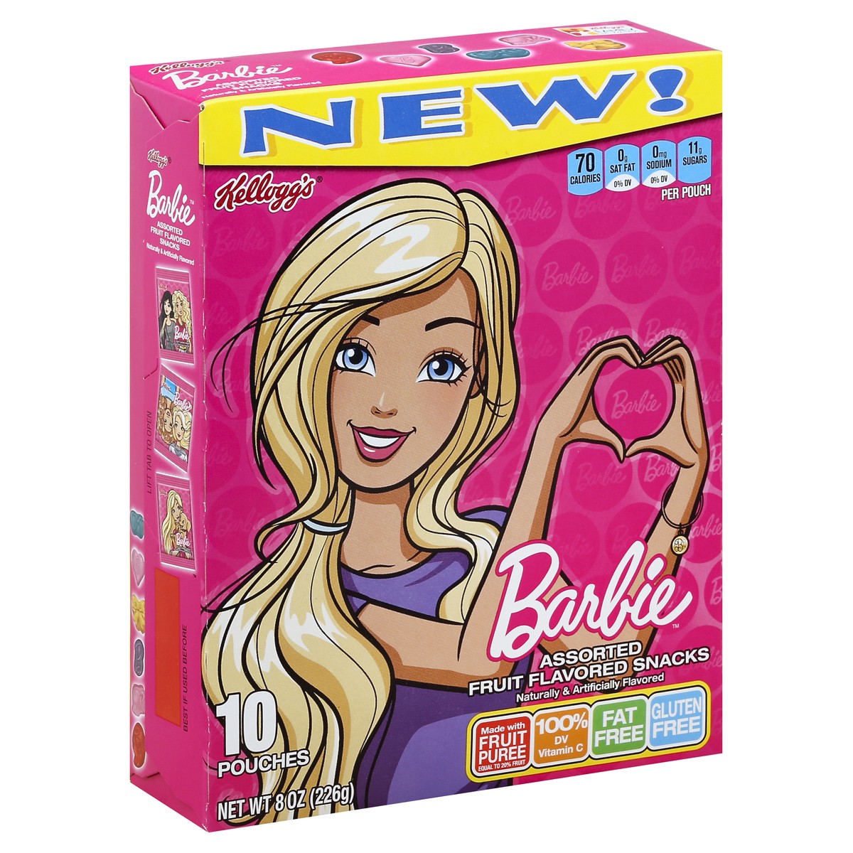 slide 7 of 7, Kellogg's Barbie Fruit Flavored Snacks Assorted Fruit Flavored, 8 oz