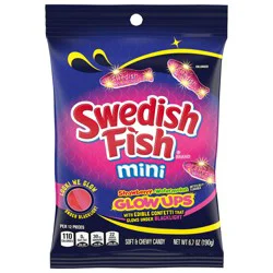 SWEDISH FISH Mini Glow Ups Strawberry-Watermelon Soft & Chewy Gummy Candy, 6.7 oz