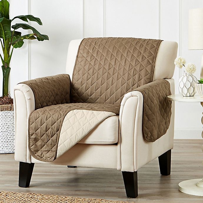 slide 1 of 3, Great Bay Home Kaylee Reversible Quilted Chair Protector - Brown, 1 ct