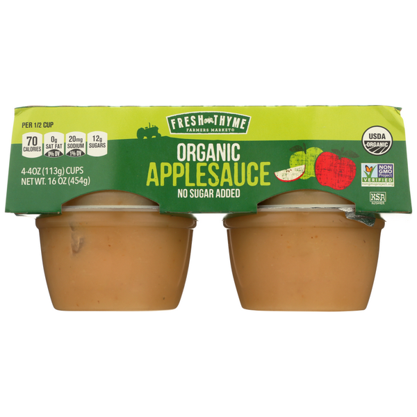 slide 1 of 1, Fresh Thyme Farmers Market Organic Applesauce, 16 oz