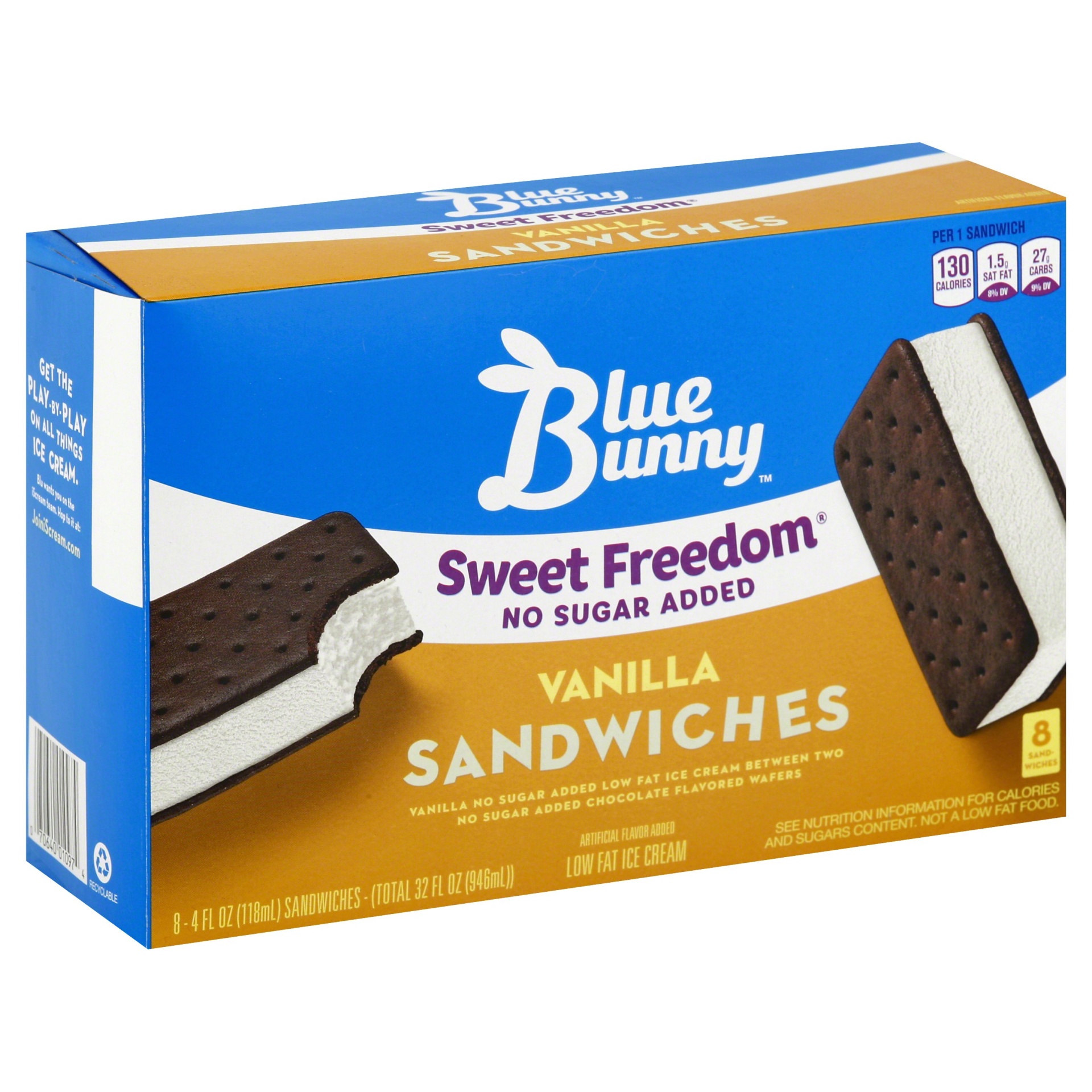 slide 1 of 1, Swt Freedom Vanilla Ice Cream Sandwich, 8 ct; 4 fl oz