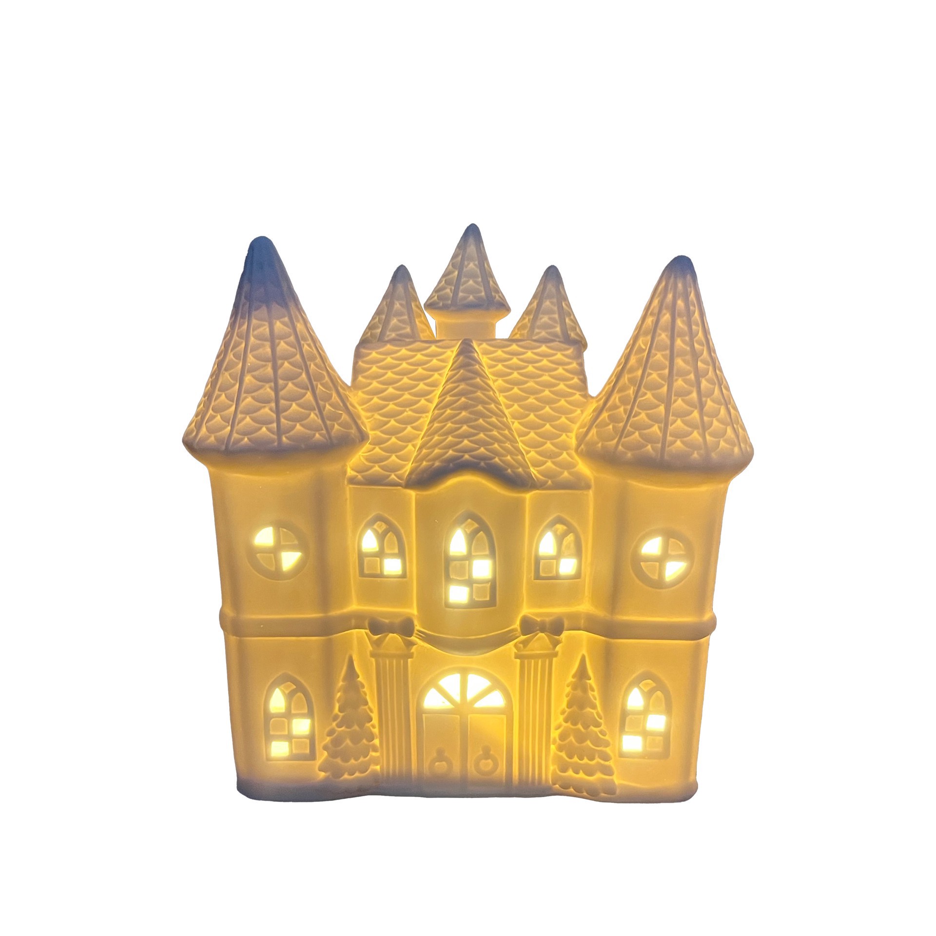 slide 5 of 5, 8.25" Led Diy Ceramic Christmas Castle Decor By Make Market, 7.67 in x 3.26 in x 8.18 in