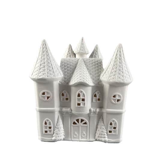 slide 1 of 5, 8.25" Led Diy Ceramic Christmas Castle Decor By Make Market, 7.67 in x 3.26 in x 8.18 in