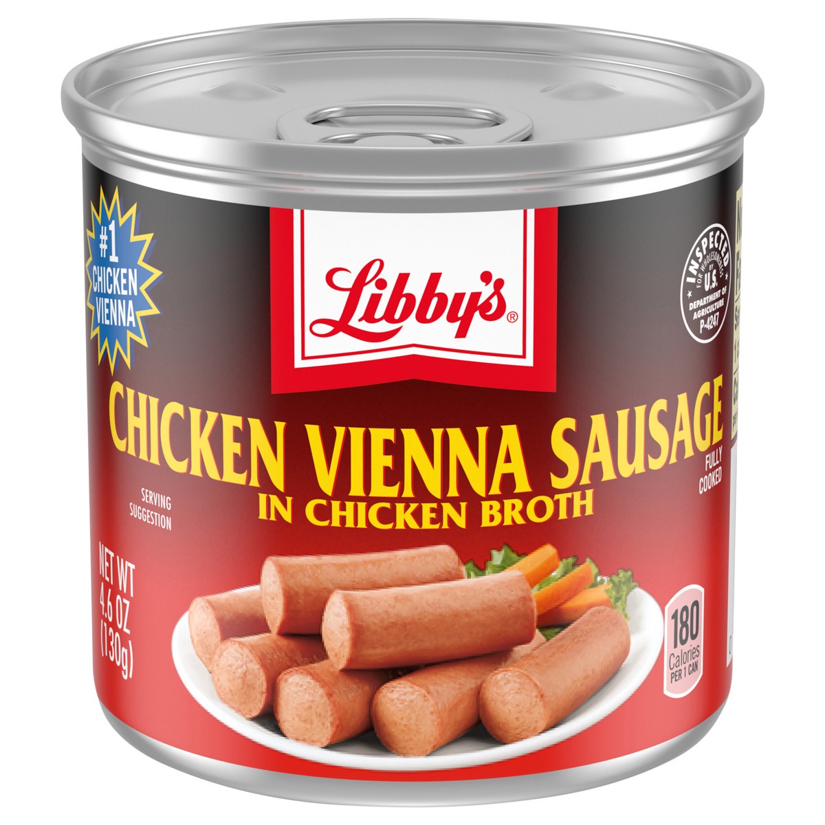 slide 1 of 5, Libby's Chicken Vienna Sausage in Chicken Broth, 10g Protein Per Serving, Canned Sausage, 4.6 oz. Can, 4.6 oz