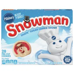Pillsbury Ready to Bake! Snowman Shape Sugar Cookie Dough, 20 Pre-Cut Cookies, 9.1 oz
