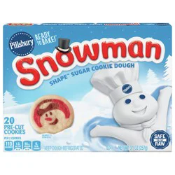 Pillsbury Ready to Bake! Snowman Shape Sugar Cookie Dough, 20 Pre-Cut Cookies, 9.1 oz