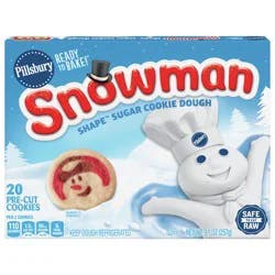 Pillsbury Ready to Bake! Snowman Shape Sugar Cookie Dough, 20 Pre-Cut Cookies, 9.1 oz