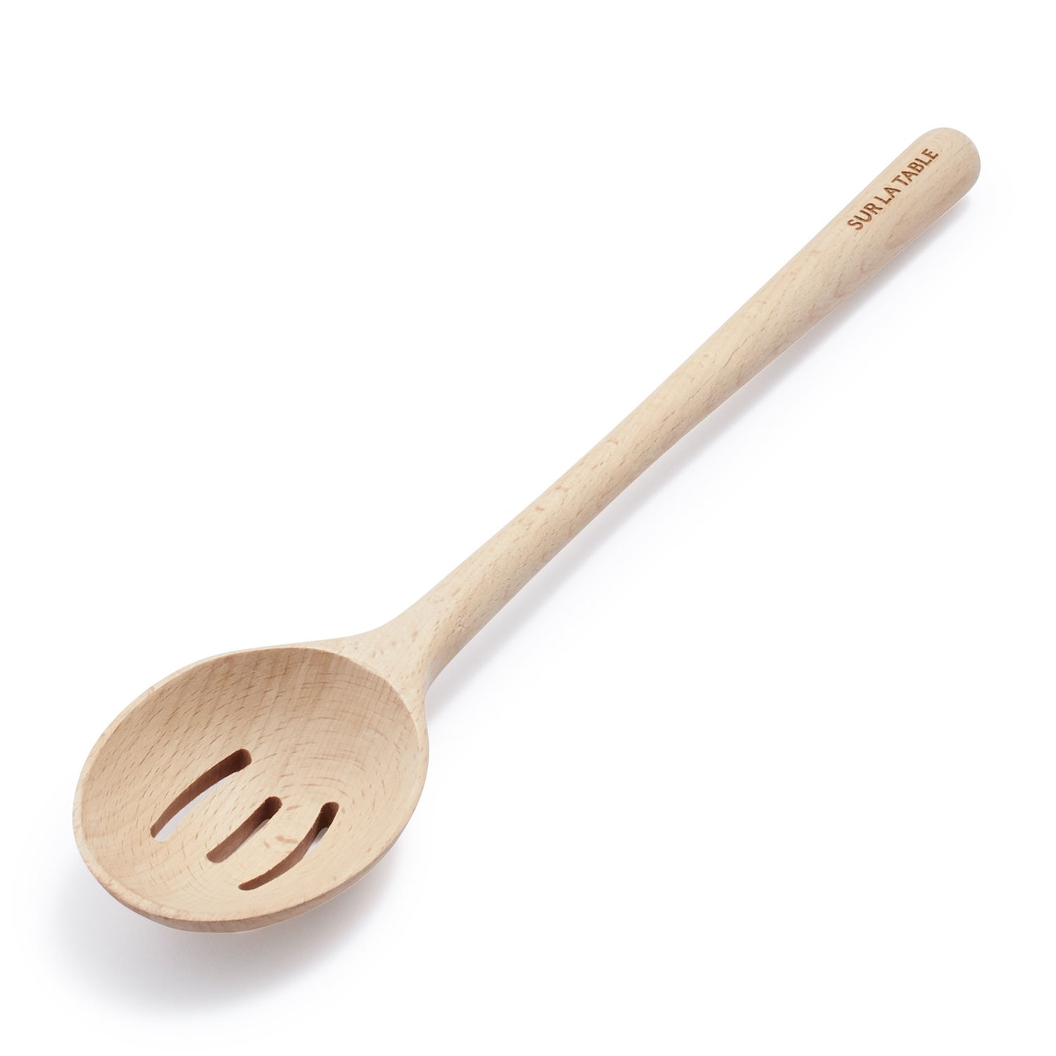 slide 1 of 1, Sur La Table Beechwood Slotted Spoon, 14 in