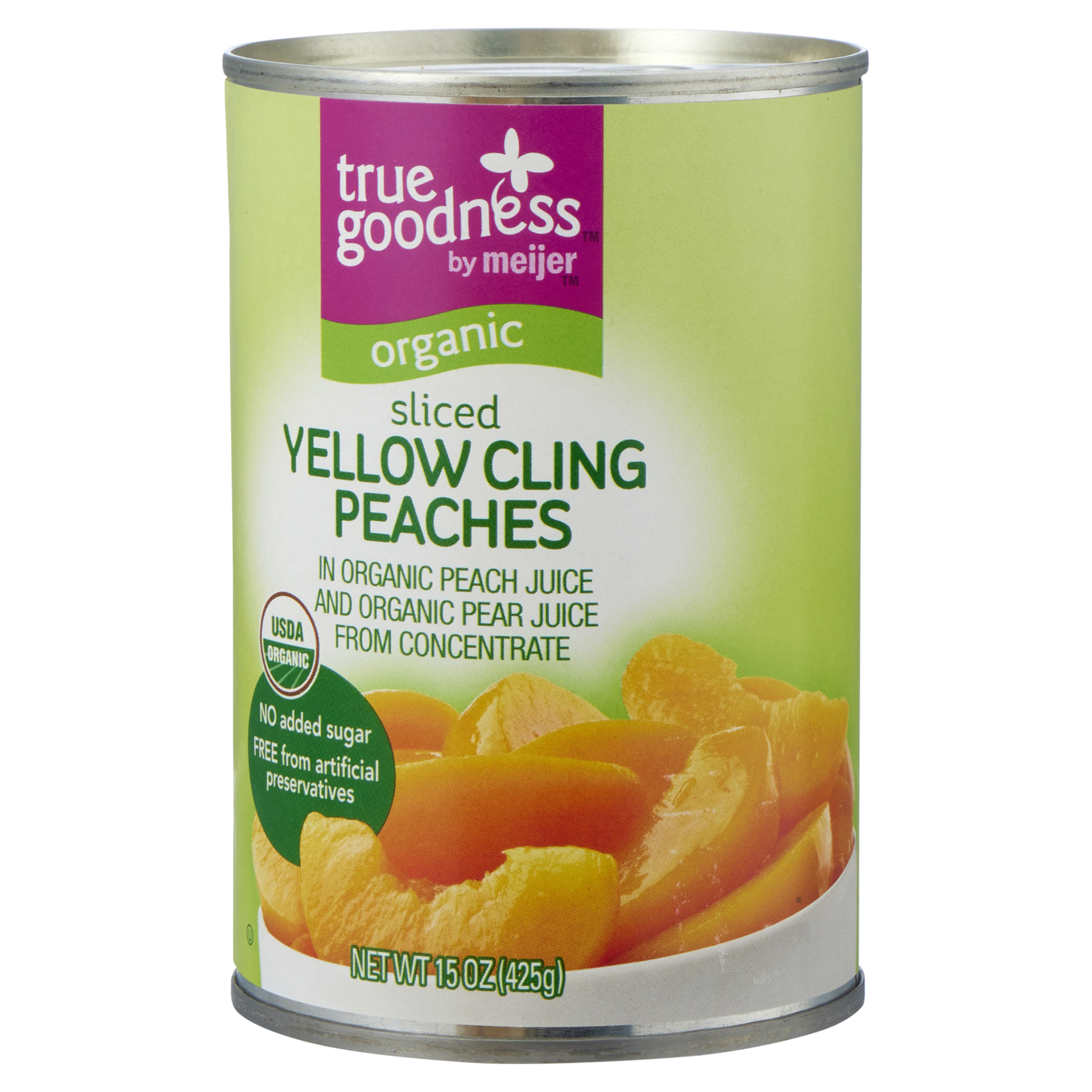 slide 6 of 17, True Goodness Organic Sliced Yellow Cling Peach Slices, 15 oz