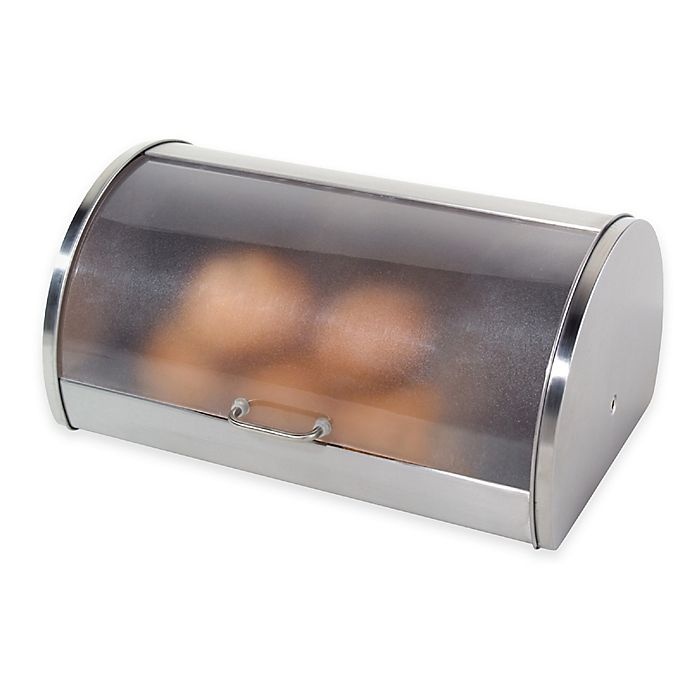 slide 1 of 1, Oggi Stainless Steel Roll Top Bread Box with Frosted Lid, 1 ct