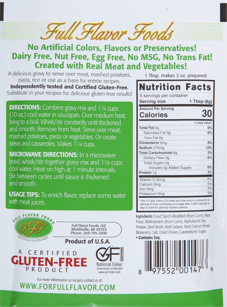 slide 9 of 12, Full Flavor Foods Gluten-Free & Dairy Free Beef Gravy Mix 1.06 oz, 1.06 oz