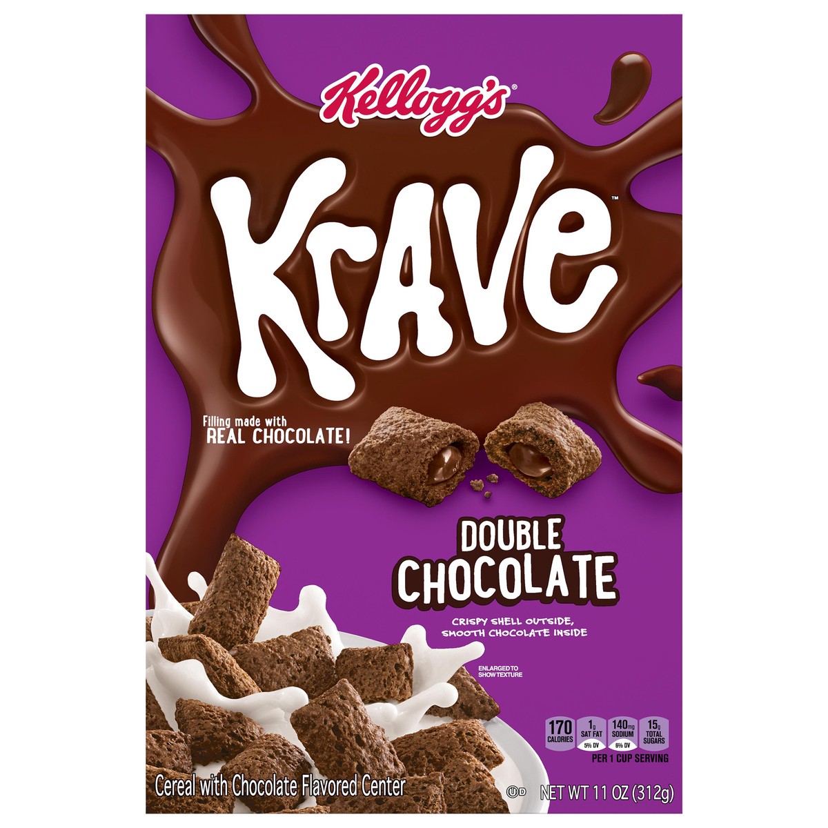 slide 8 of 10, Krave Kellogg's Krave Breakfast Cereal, Double Chocolate, 312g, Box, 11 oz