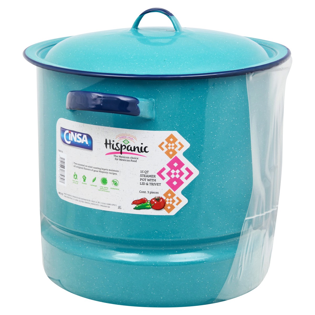 slide 7 of 9, Cinsa 15 Quart Steamer Pot with Lid & Trivet 1 ea, 1 ct