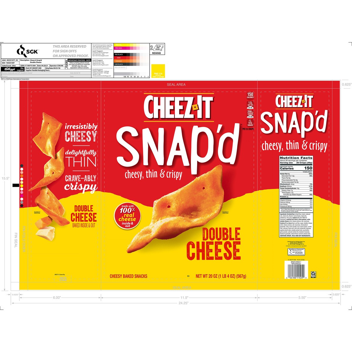 slide 5 of 12, Cheez-It Snap'd Cheese Cracker Chips, Double Cheese, 20 oz, 