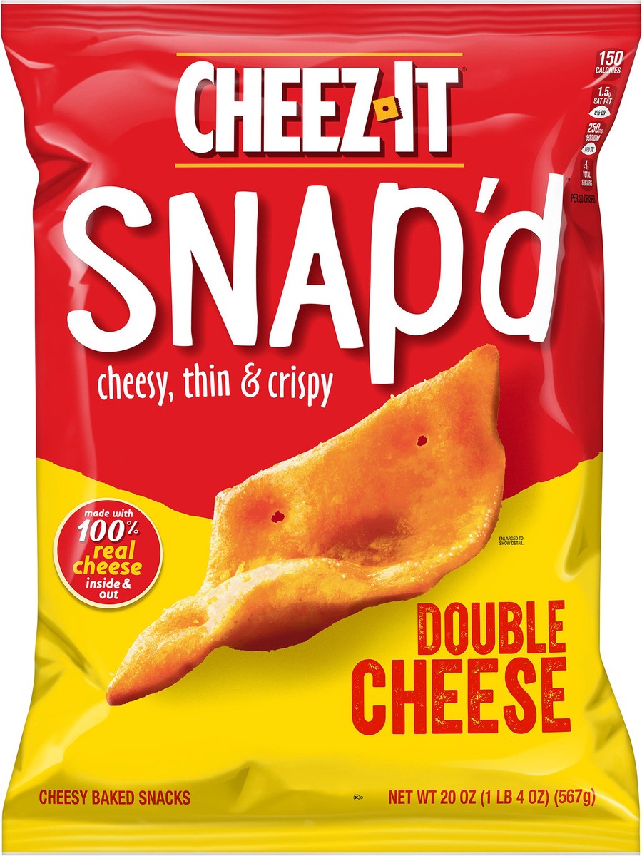 slide 10 of 12, Cheez-It Snap'd Cheese Cracker Chips, Double Cheese, 20 oz, 