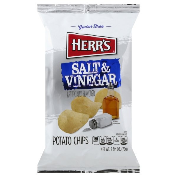 slide 1 of 1, Herr's Salt & Vinegar Chips Single Serve, 2.875 oz