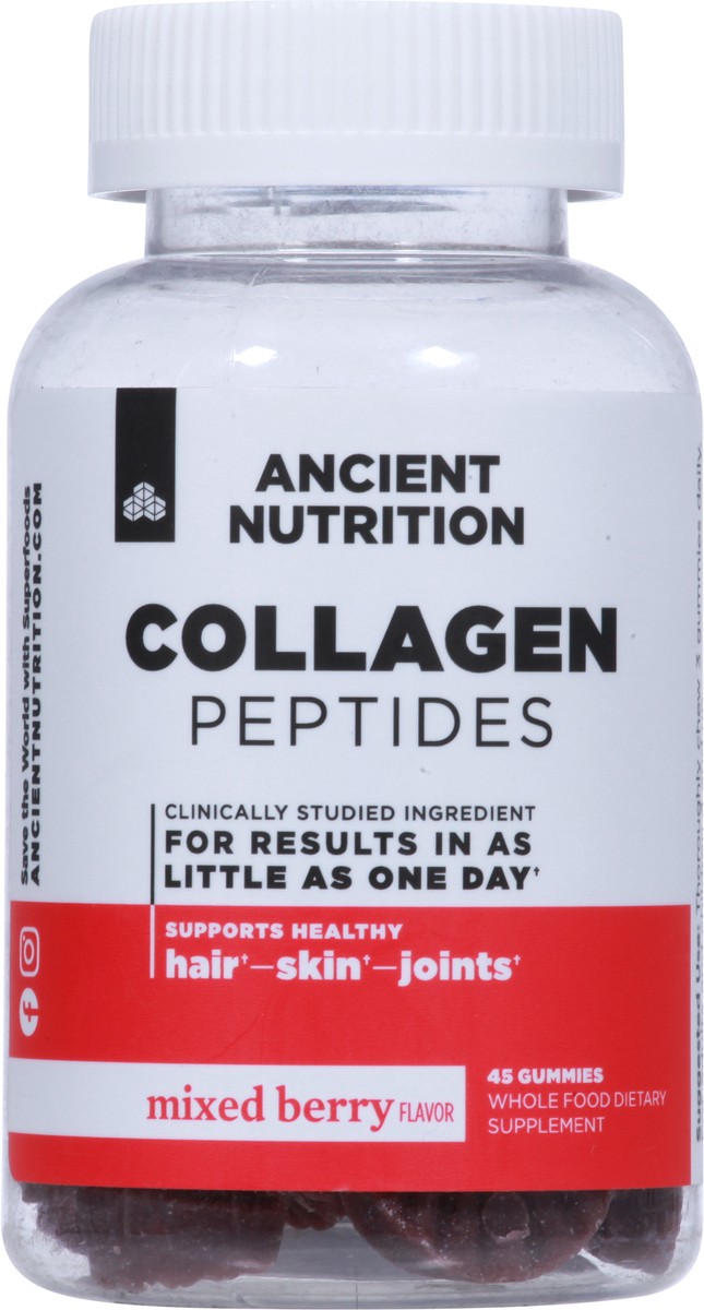 slide 6 of 9, Ancient Nutrition Mixed Berry Flavor Collagen Peptides 45 45 Gummies, 1 ct
