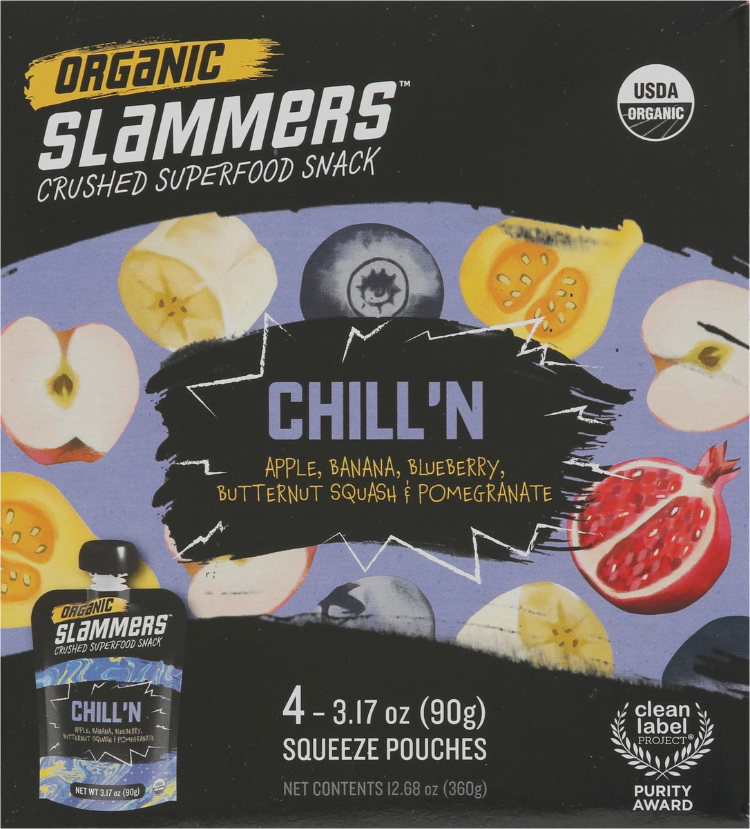 slide 6 of 9, Slammers Crushed Organic Chill'n Superfood Snack 4 - 3.17 oz Pouches, 4 ct