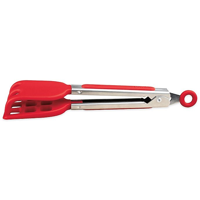 slide 1 of 1, Tovolo Stainless Steel Waffle Tongs - Red, 1 ct