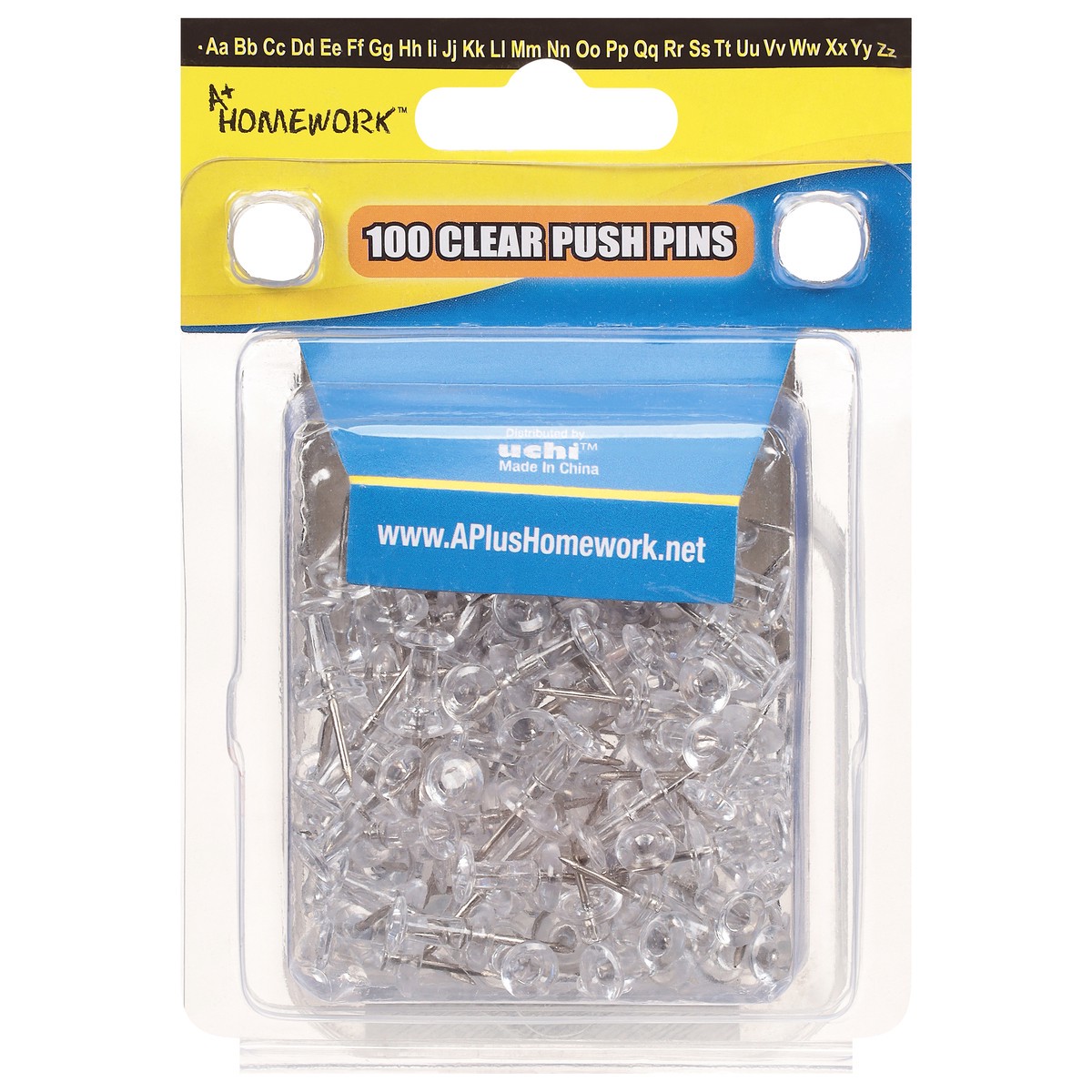 slide 4 of 4, A+ Homework Clear Push Pins 100 ea, 1 ct