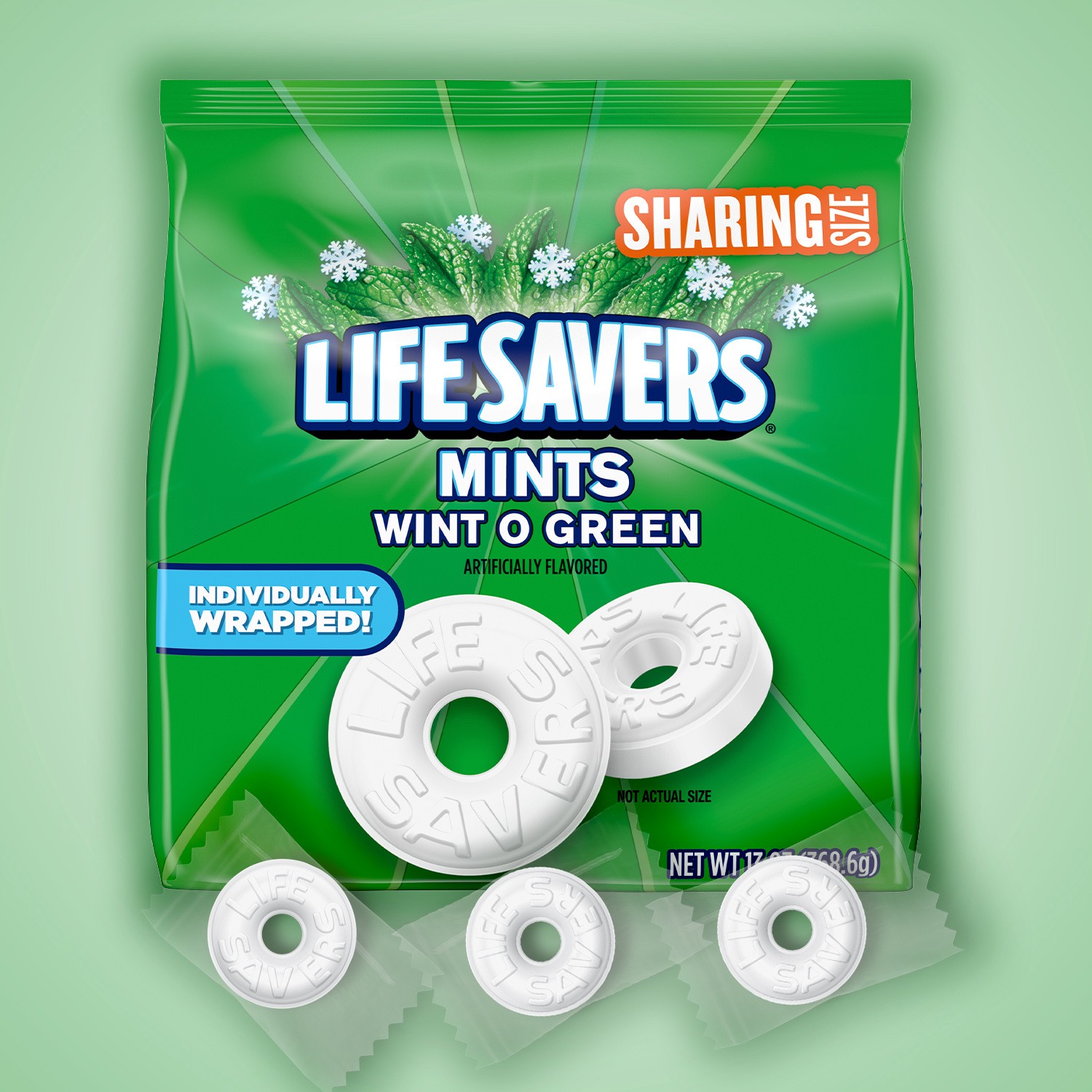 slide 4 of 8, LIFE SAVERS Wint-O-Green Breath Mints Hard Candy, Sharing Size, 13 oz Bag, 13 oz