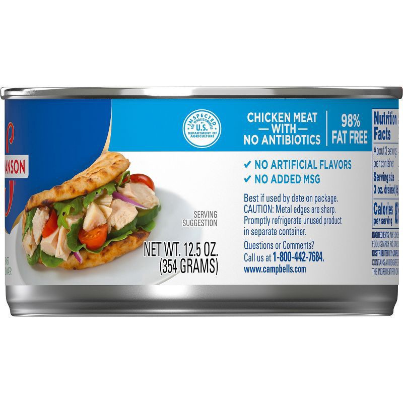 slide 4 of 6, Swanson 35% Less Sodium White Premium Chunk Canned Chicken Breast in Water, 12.5 OZ Can, 12.5 oz