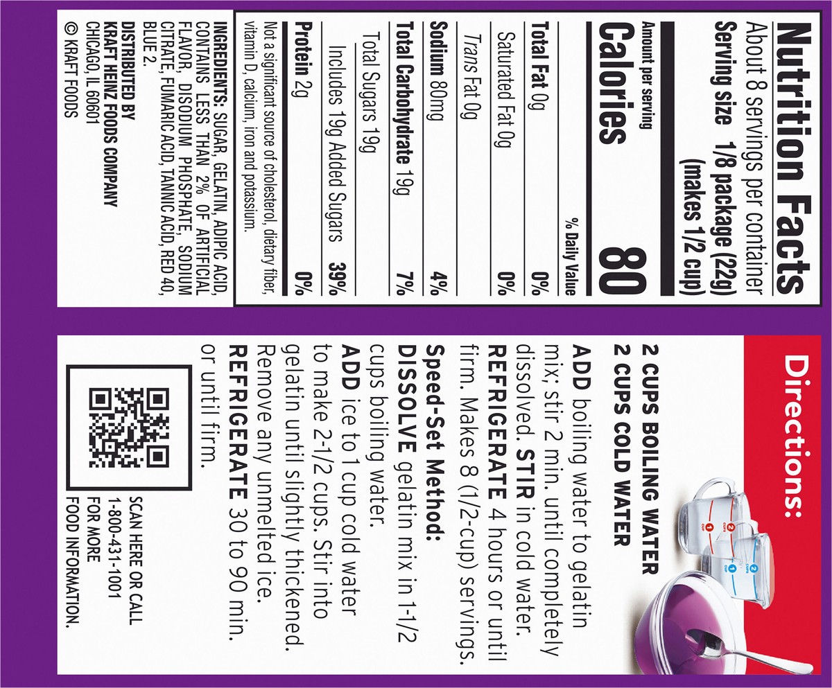 slide 2 of 9, Jell-O Grape Artificially Flavored Gelatin Dessert Mix, Family Size, 6 oz Box, 6 oz