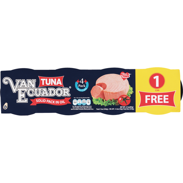 slide 1 of 1, GROCERY-DSD Van Ecuador Tuna Solid In Oil 4Pk, 4 ct