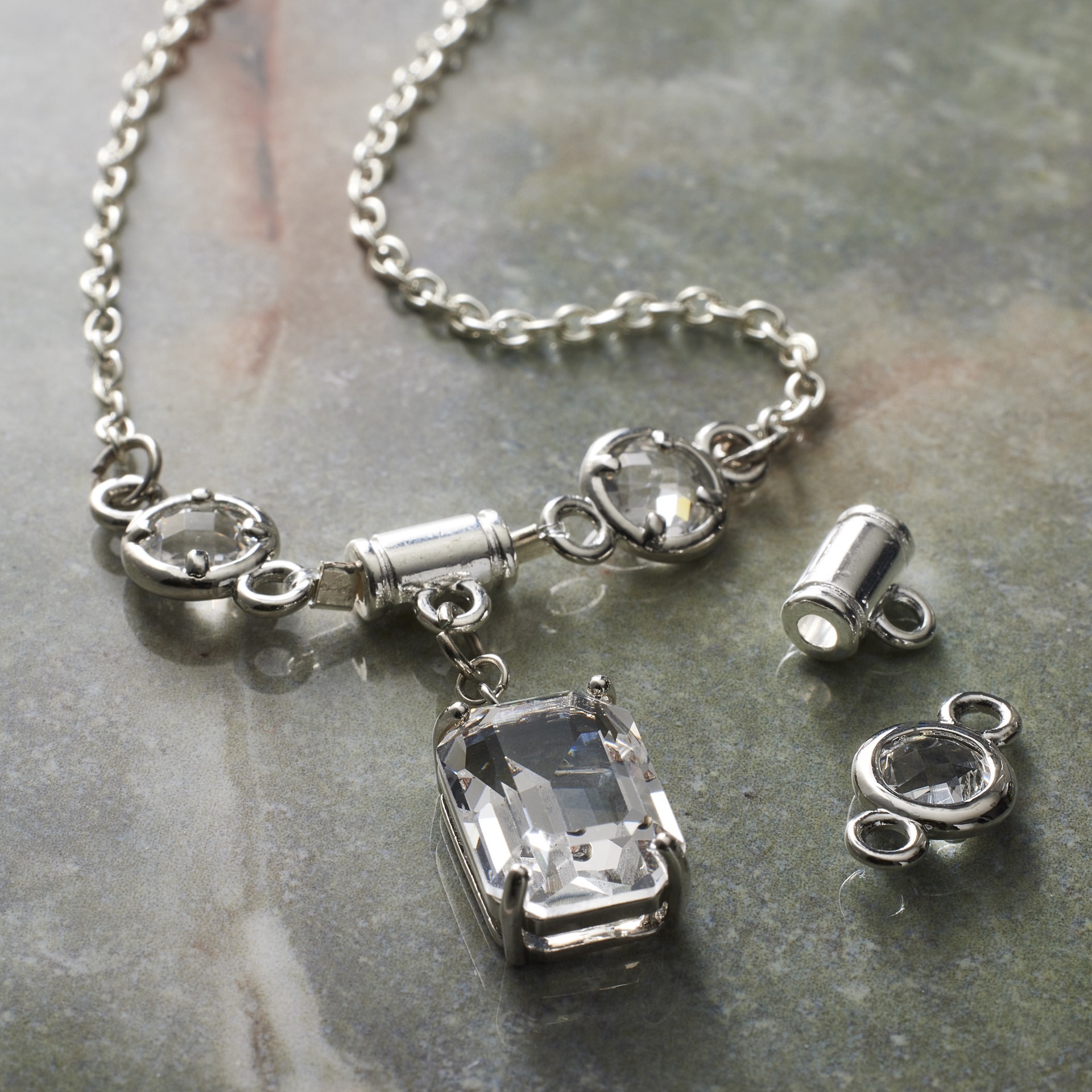 slide 3 of 3, 14mm Rhodium Circle Connectors, 3ct. By Bead Landing, 14mm