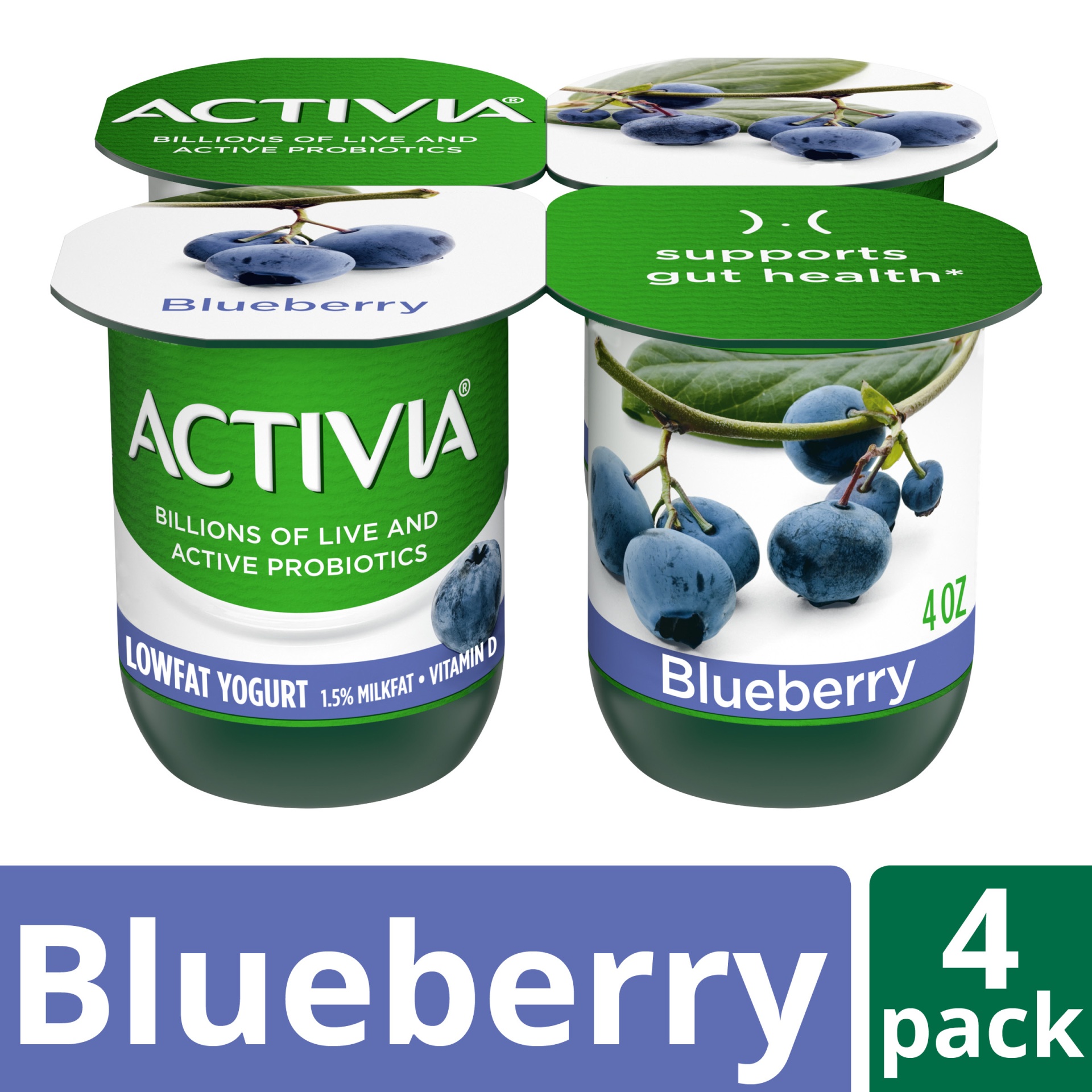 slide 1 of 7, Activia Low Fat Probiotic Blueberry Yogurt, 4 oz