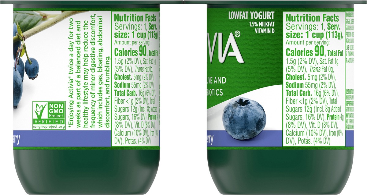 slide 3 of 10, Activia Probiotic Lowfat Blueberry Yogurt, 4 ct; 4 oz