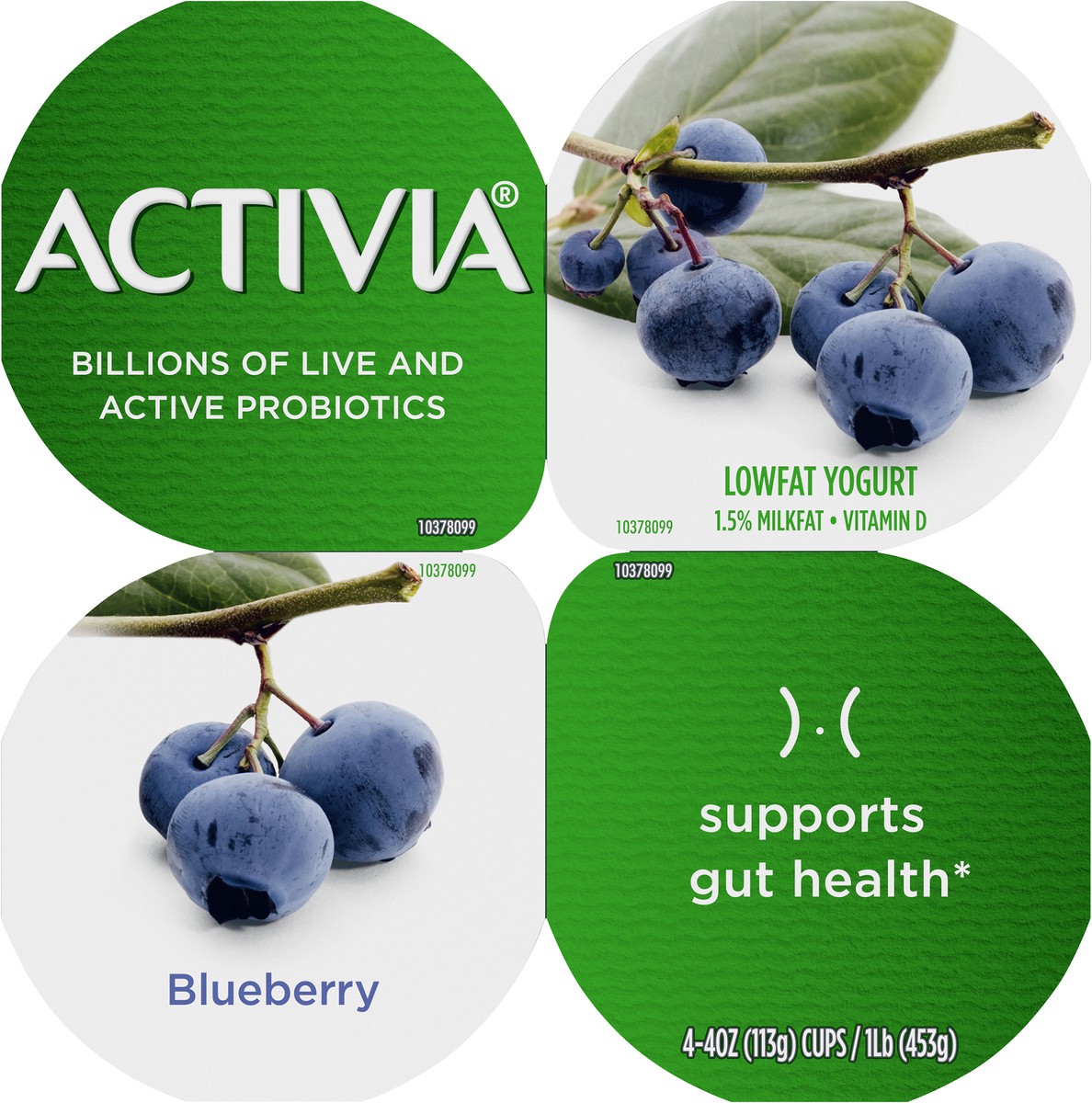 slide 9 of 10, Activia Probiotic Lowfat Blueberry Yogurt, 4 ct; 4 oz