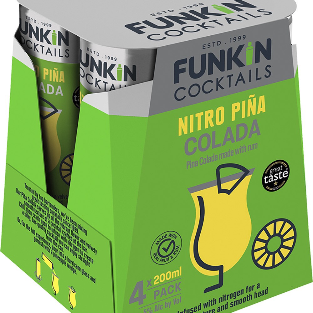 slide 1 of 1, Funkin Cocktails Nitro Pina Colada, 4 ct; 200 ml