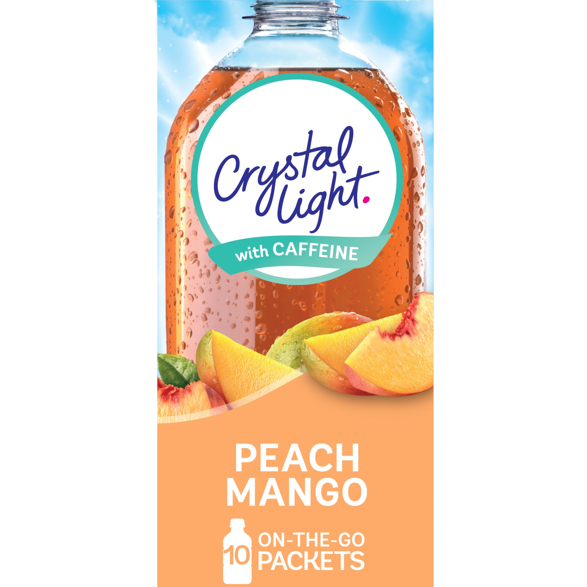 slide 1 of 2, Crystal Light Peach Mango Naturally Flavored Powdered Drink Mix with Caffeine On-the-Go-Packets, 10 ct; 7 oz
