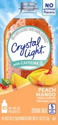 Crystal Light Peach Mango Naturally Flavored Powdered Drink Mix with Caffeine, 10 ct On-the-Go-Packets