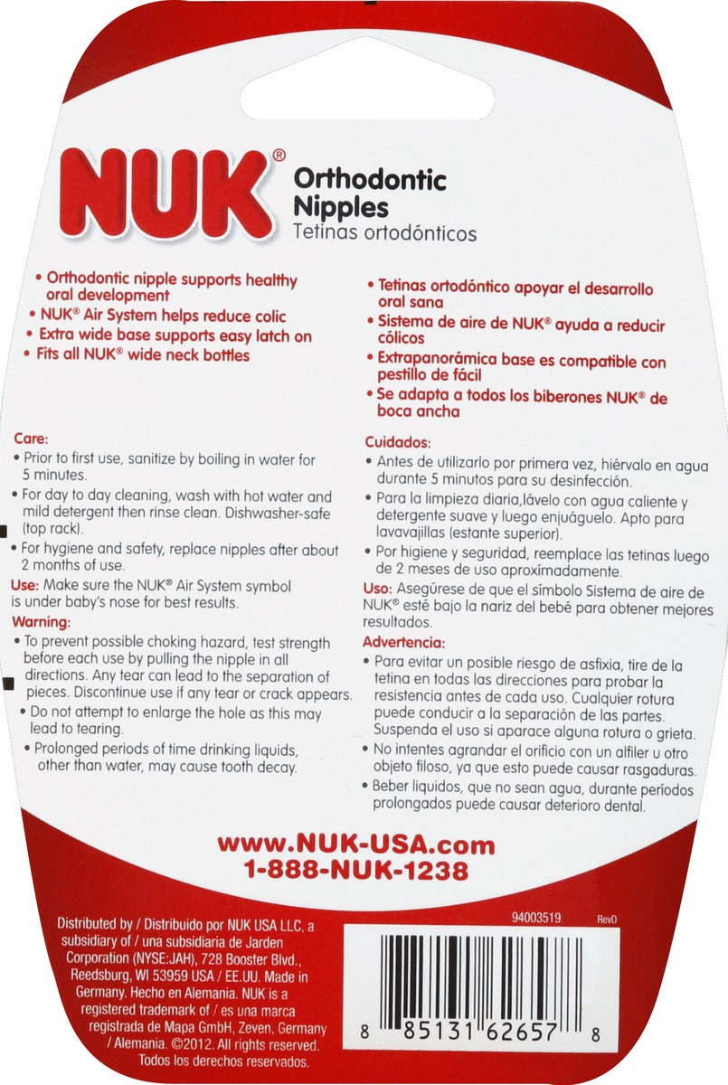 slide 5 of 7, NUK Nipples 2 ea, 2 ct