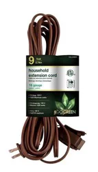 GoGreen 9 ft Household Extension Cord Brown