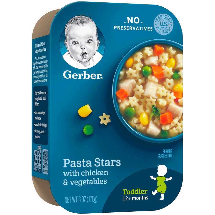 slide 8 of 9, Gerber Toddler Food, Pasta Stars with Chicken & Vegetables, Mealtime for Toddler, 6 oz