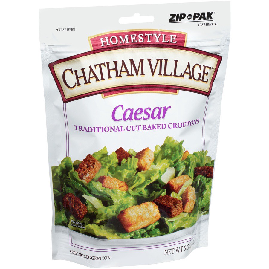 slide 2 of 8, Chatham Village Homestyle Caesar Traditional Cut Baked Croutons, 5 oz