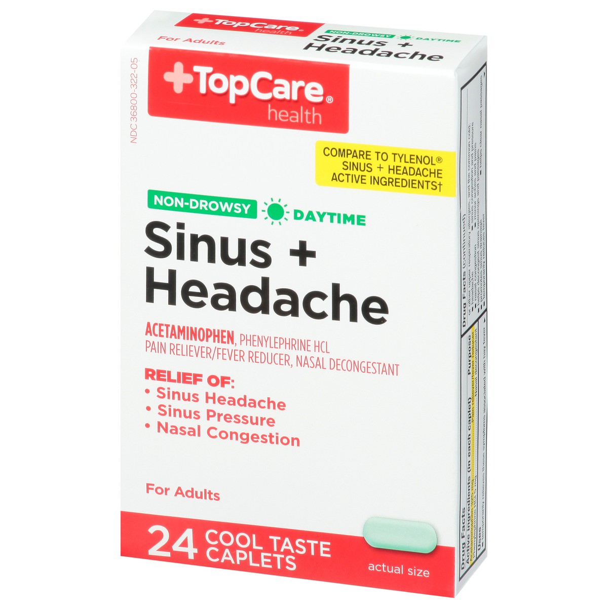 slide 4 of 9, TopCare Sinus Pe Caplets, 24 ct