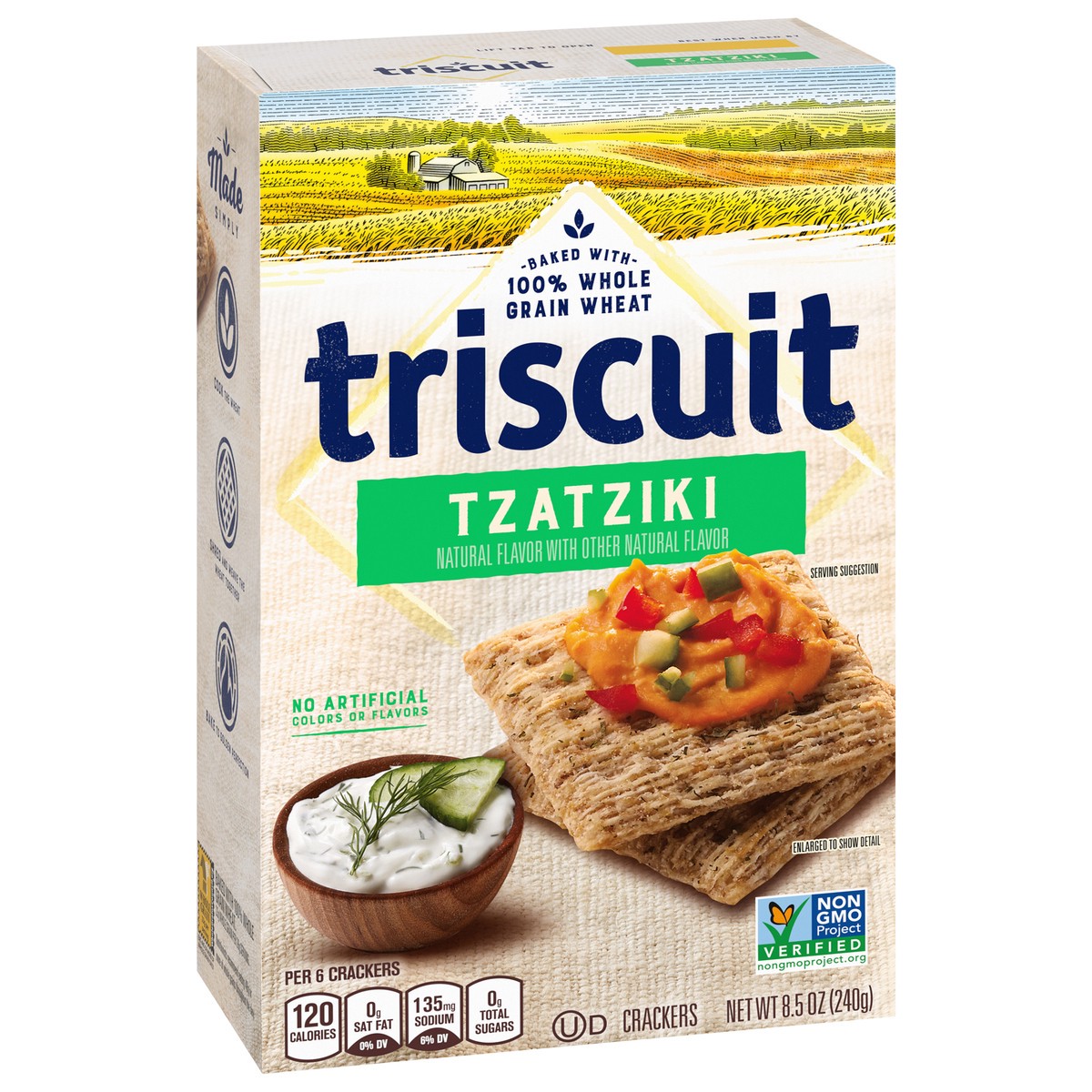 slide 2 of 9, Triscuit Tzatziki Whole Grain Wheat Crackers, 8.5 oz, 8.5 oz