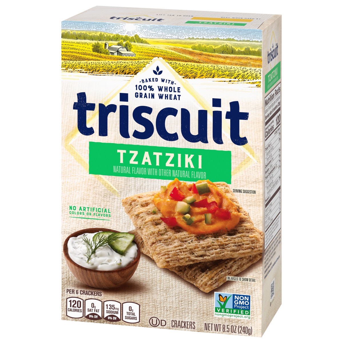 slide 3 of 9, Triscuit Tzatziki Whole Grain Wheat Crackers, 8.5 oz, 8.5 oz