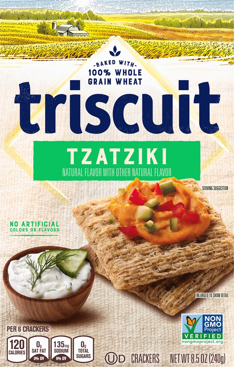 slide 6 of 9, Triscuit Tzatziki Whole Grain Wheat Crackers, 8.5 oz, 8.5 oz