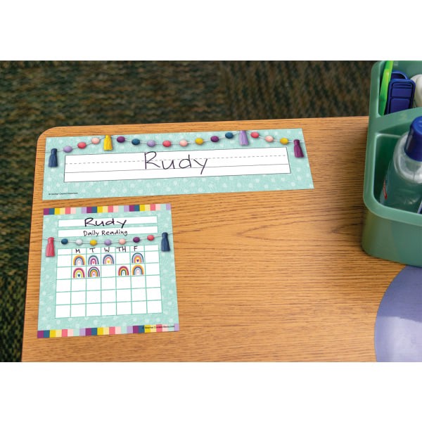 slide 3 of 3, Teacher Created Resources Flat Name Plates, 3-1/2"" x 11-1/2"", Oh Happy Day, Pack Of 36 Name Plates, 36 ct