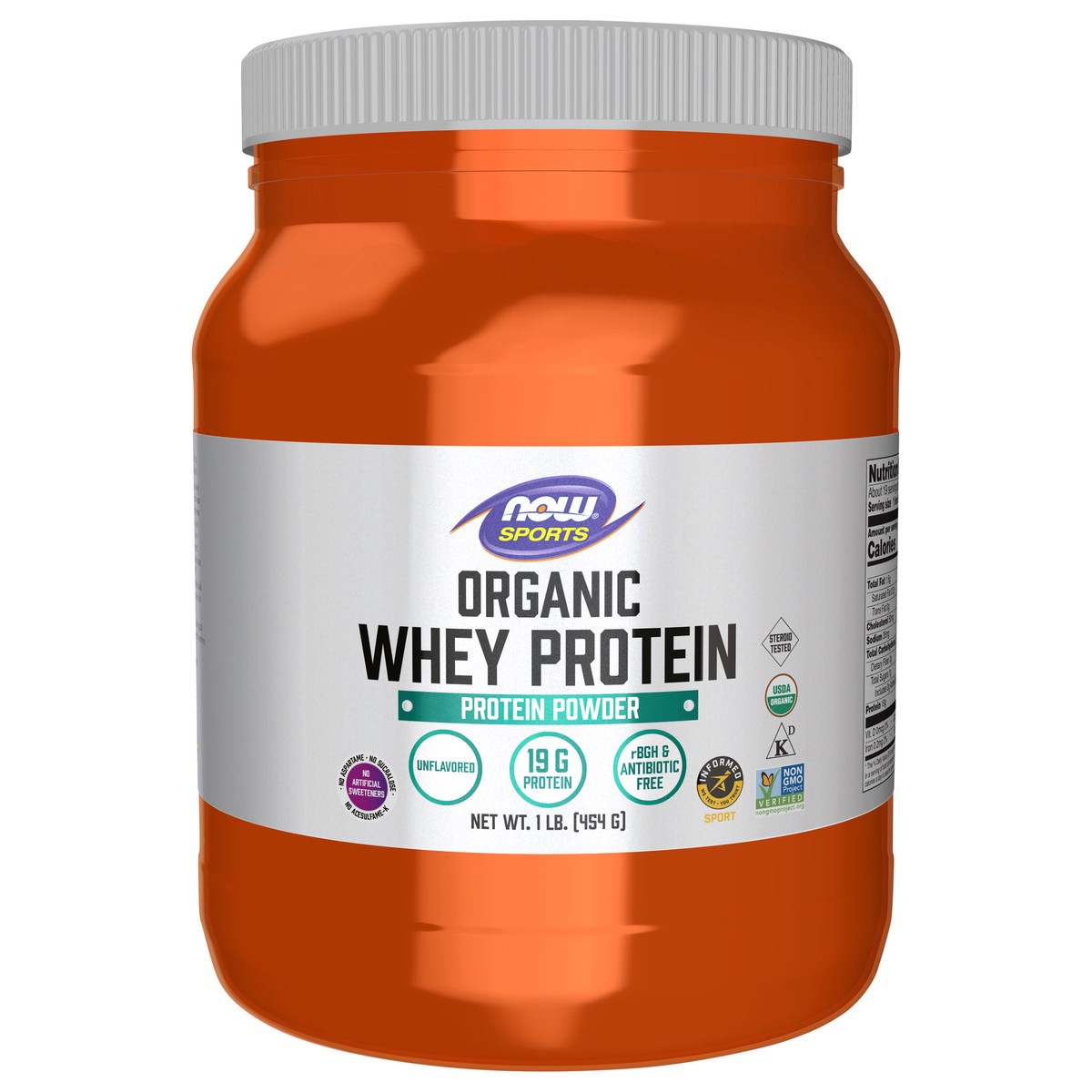 slide 1 of 8, NOW Whey Protein, Organic Unflavored Powder - 1 lb., 1 lb