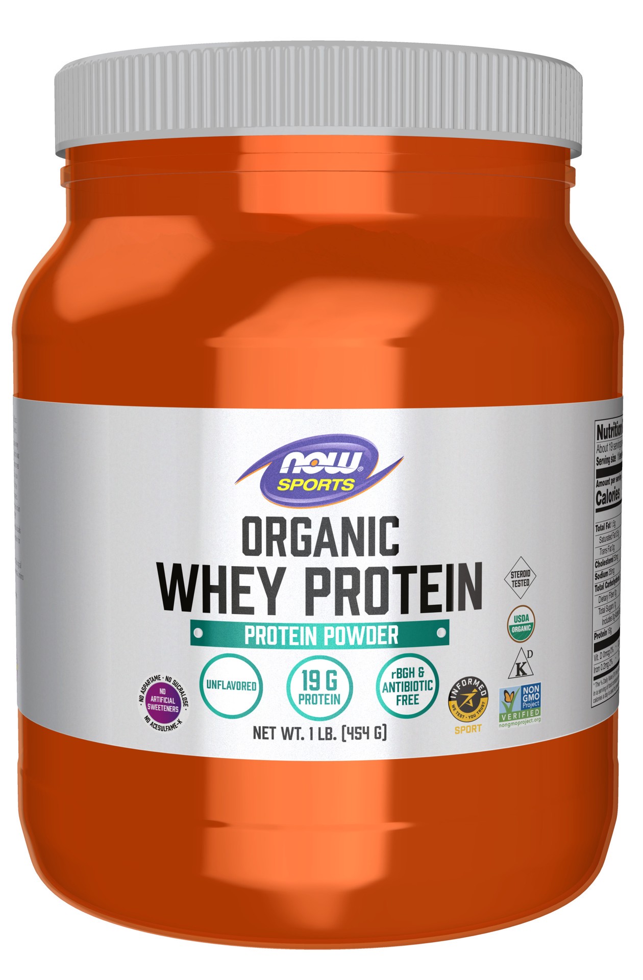 slide 1 of 8, NOW Sports Whey Protein, Organic Unflavored Powder - 1 lb., 1 lb