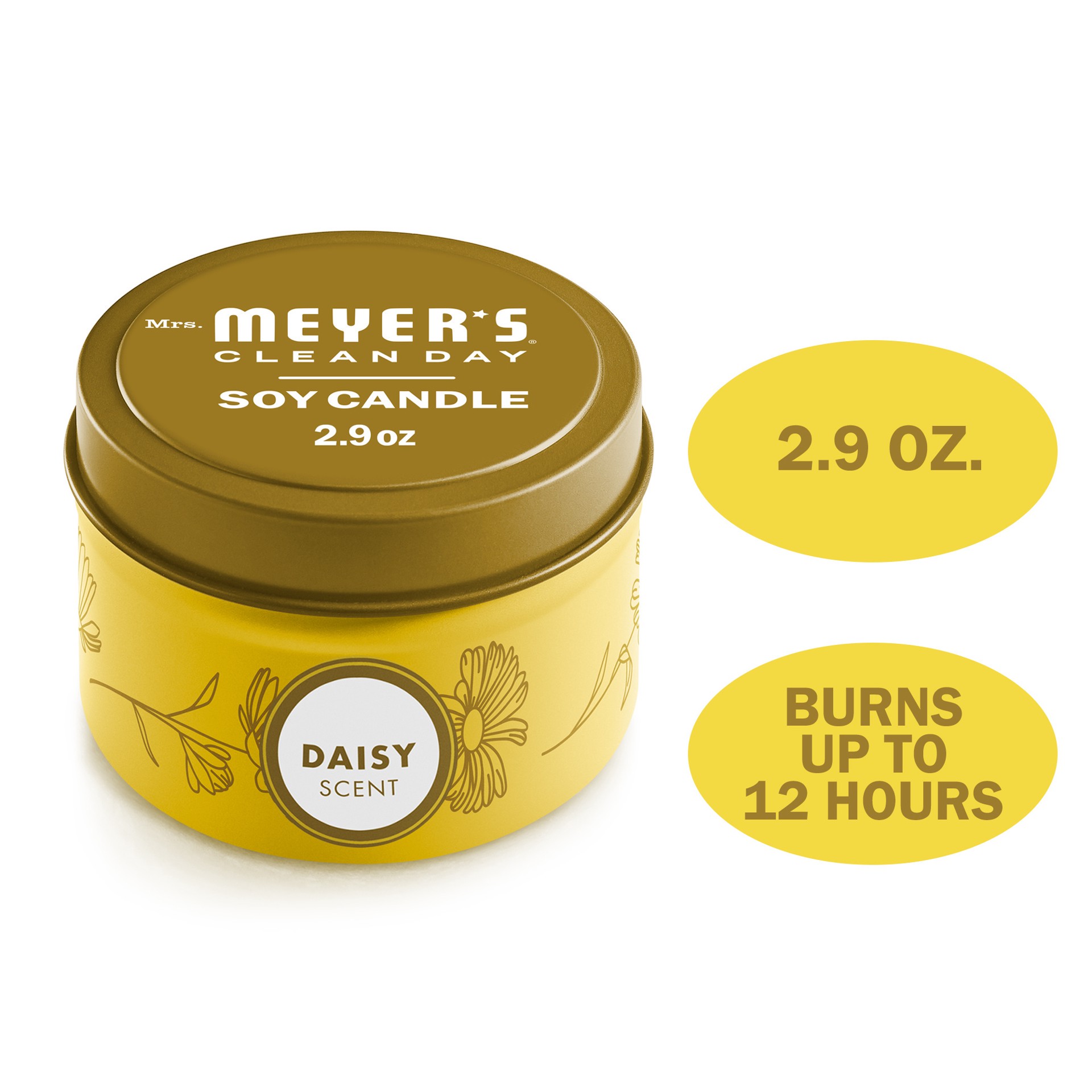slide 6 of 9, Mrs. Meyer's Daisy Tin Candle, 2.9 oz
